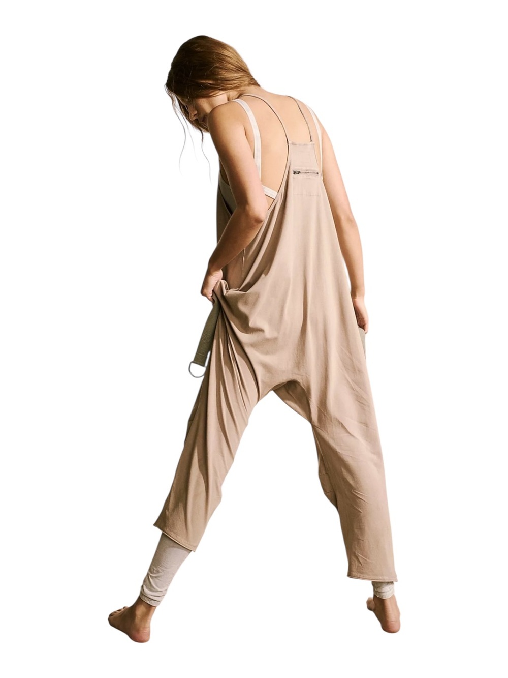 Free People FP Movement Hot Shot Onesie Mocha Latte Slouchy Jumpsuit Sz M - Picture 5 of 11